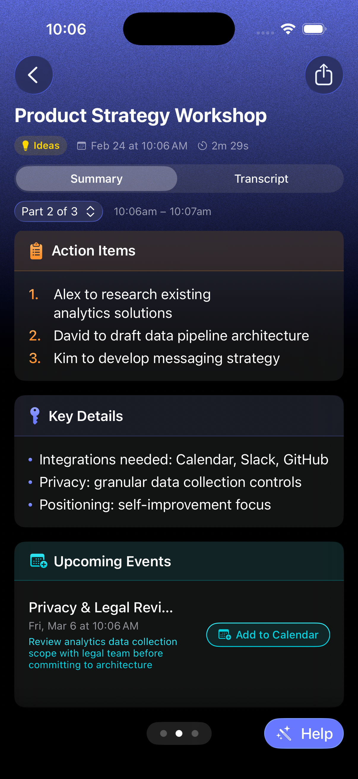 Advanced transcript view