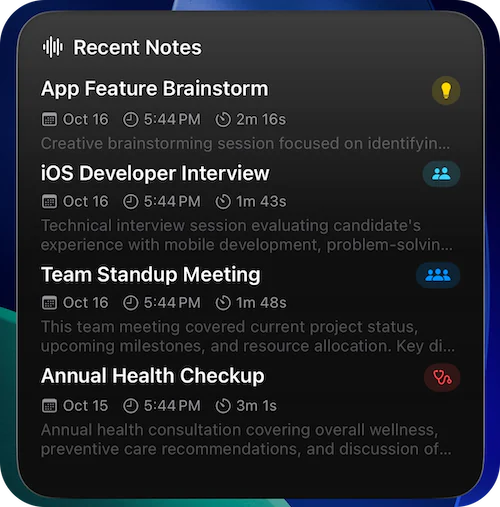 Large PrivaNota recent-notes widget